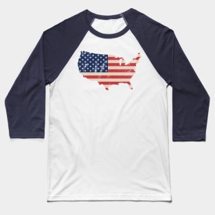 US Flag Map Distressed Patriotic Art Baseball T-Shirt